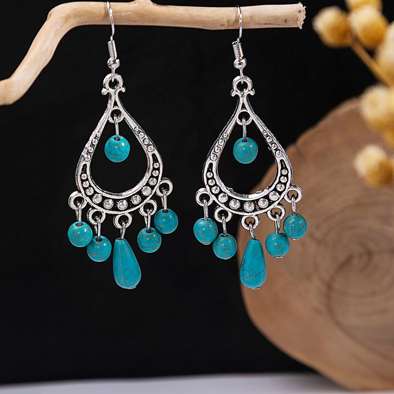 Tassel Turquoise Retro Minority Ethnic Style Earrings