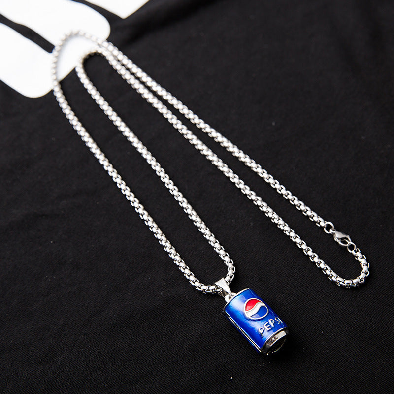 Women's & Men's Coke Bottle Titanium Steel Street Disco Necklaces