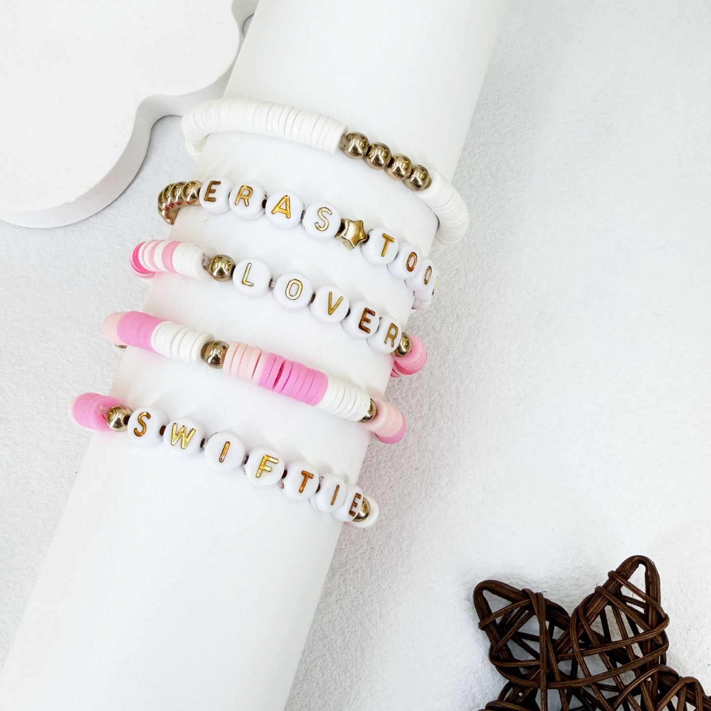 Taylor Fan Stretch Personality Colorful Letters Beaded Bracelet