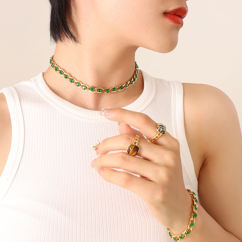 Colorful Zircon Diamond Light Luxury Delicate Jewelry Set