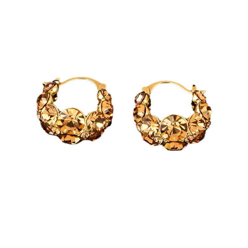 Shiny Full Diamond Clip Daily Simple Earrings