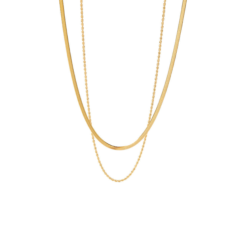 Women's Classic Simple Jewelry Gold Plated Blade Chain Like Necklaces