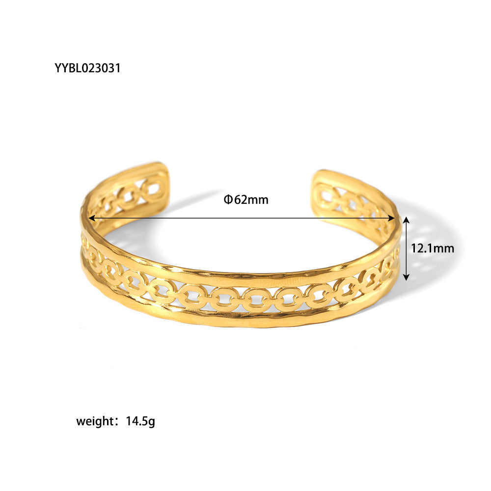 Women's French Retro Stainless Steel Fashion Open Gold Bracelets