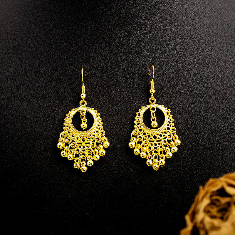 Style Peacock Golden Bell Tassel Bohemian Earrings