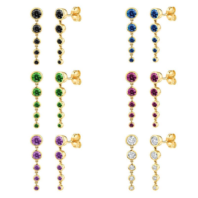 Sier Needle Tail Chain Rhinestone Creative Simple Zircon Stud Earrings