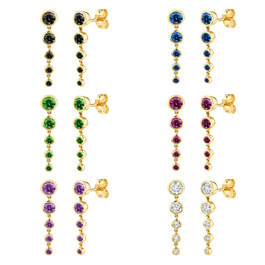 Sier Needle Tail Chain Rhinestone Creative Simple Zircon Stud Earrings