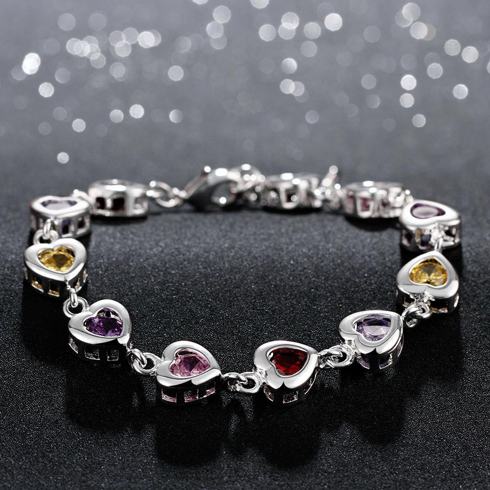 Bijoux femme plaqué argent pierre ornementale Zircon Bracelets en forme de coeur