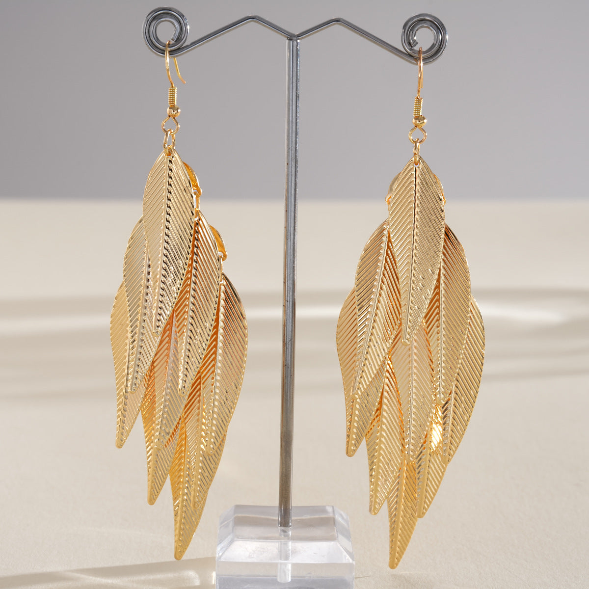 Sier Needle Matte Ear Hook Diamond Design Tassel Light Luxury Earrings