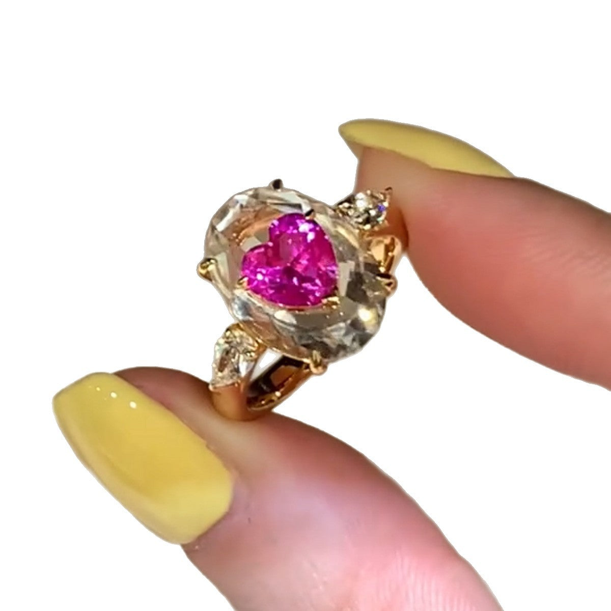 Dopamine Affordable Luxury Rhinestone Clear Feeling Oval Love Heart-shaped Fashion Rings
