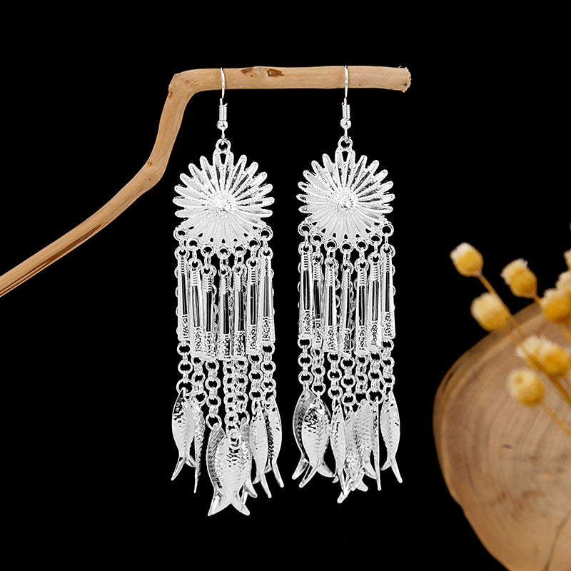 Bohemian Long Tassel Retro Ethnic Style Earrings