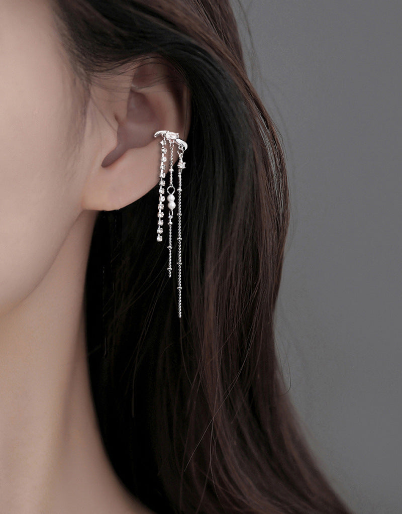 Starry Long Pearl Tassel Zircon Without Rings