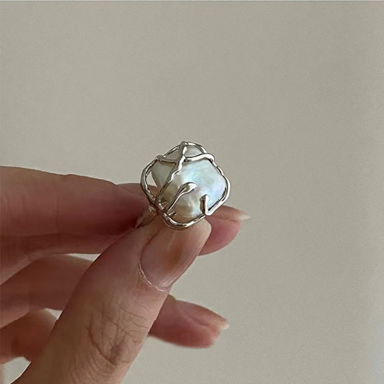 Fashion Moonstone Inlaid Light Luxury Minority Cold Style Female Rings
