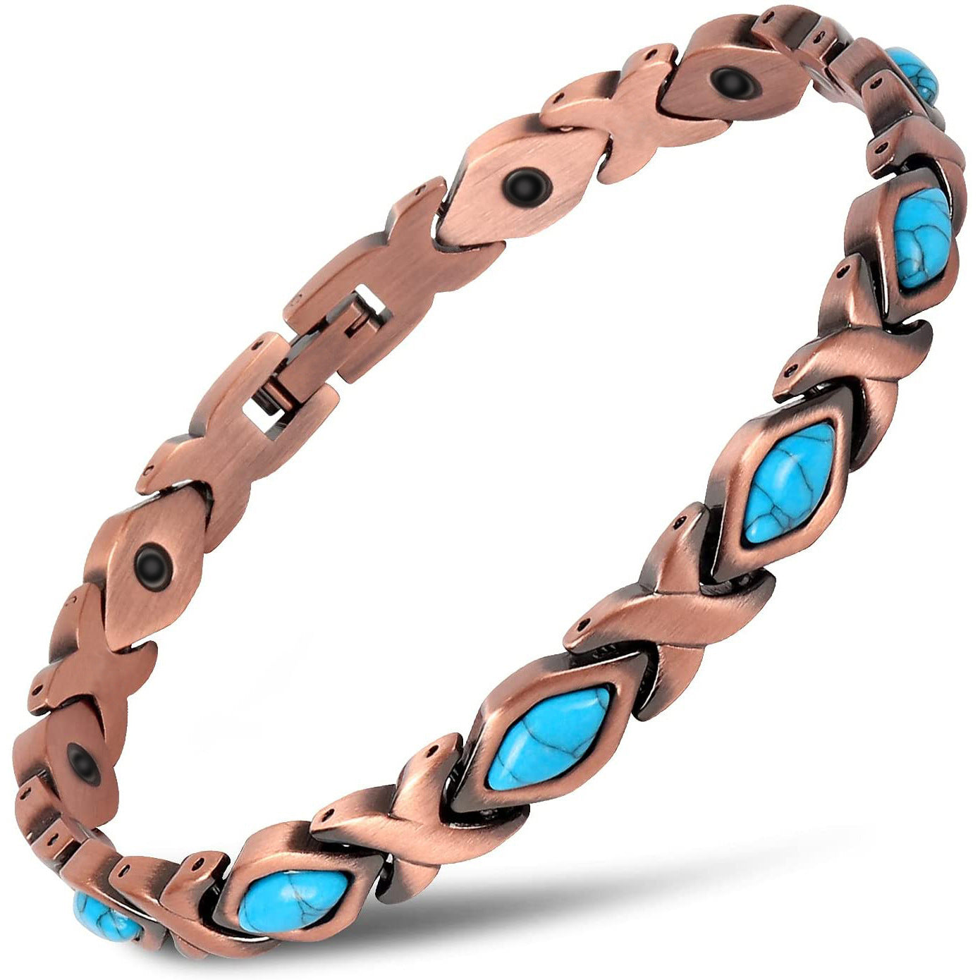 Bracelets créatifs rétro avec aimant Gauss Turquoise losange