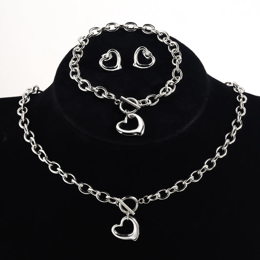 Women's Titanium Steel No Fading Simple Fashion Stainless Love Jewelry Set