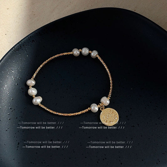 Freshwater Pearl Niche Design Gold Coin Bracelets