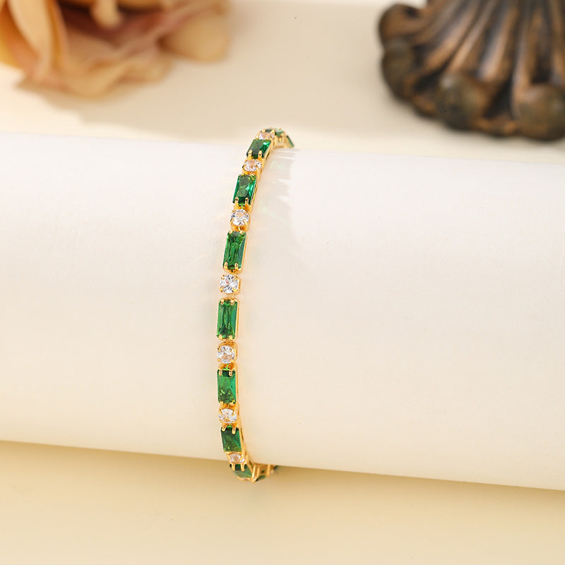 Women's Luxury Fashion Square Zircon High-grade Dopamine Simple Exquisite Versatile Watch Bracelets