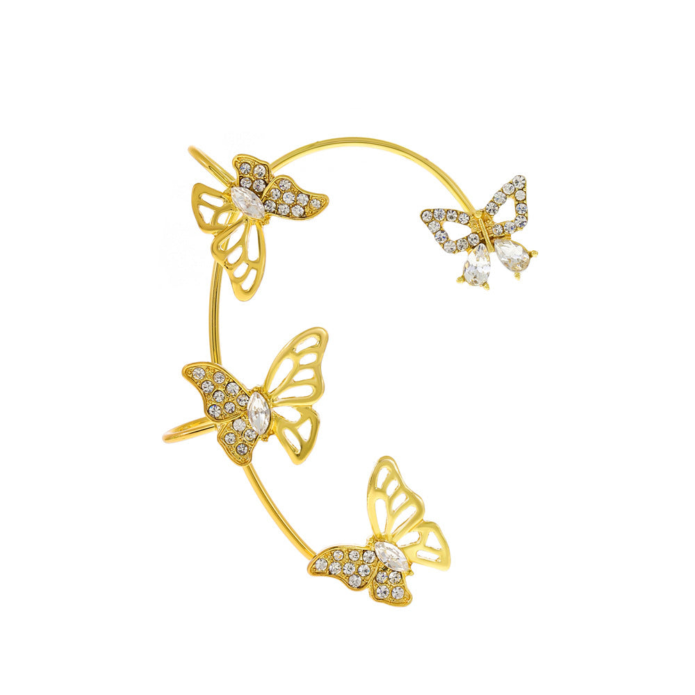 Diamond Butterfly Female Fashion Exaggerated Wings Ear Clip