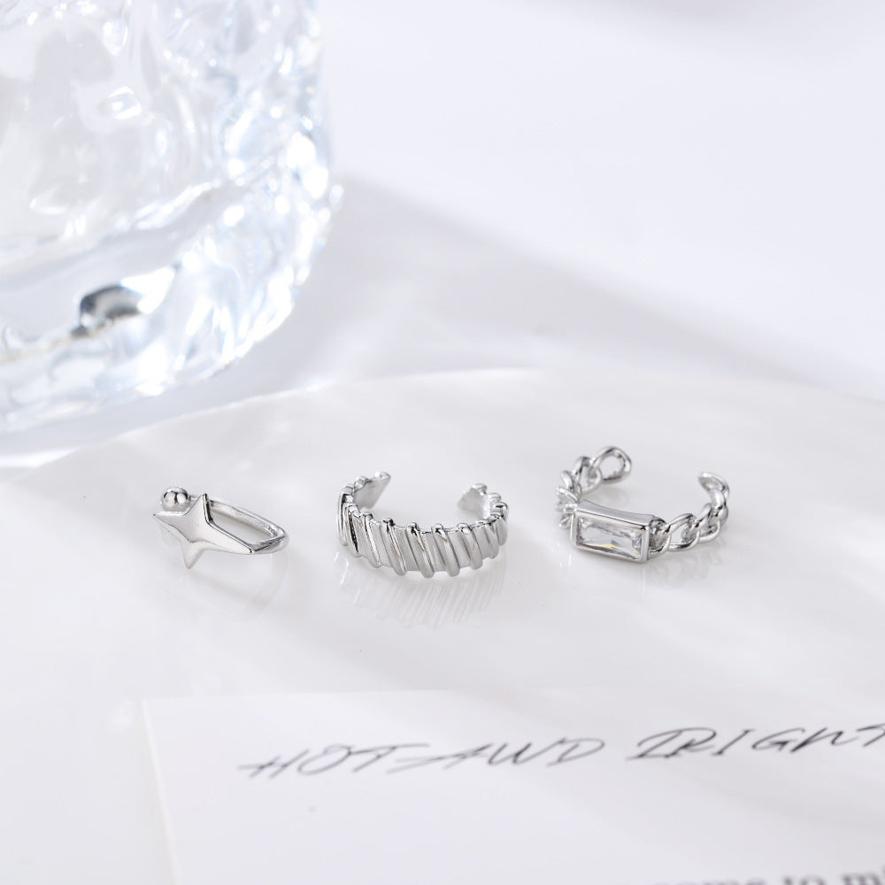 Women's Sense Personalized Version Small Square Diamond Chain Rings