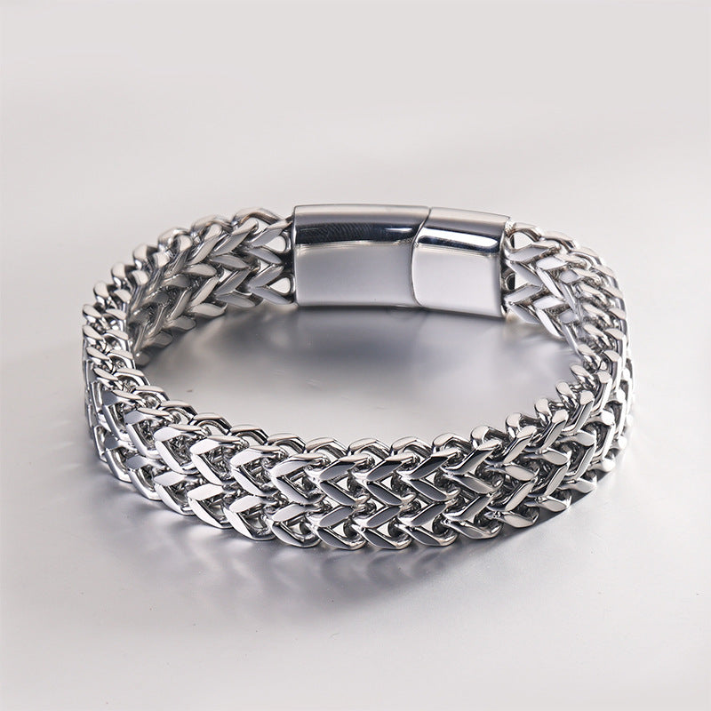 Steel Denim Chain Magnetic Buckle Fashion Couple Double Layer Bracelets