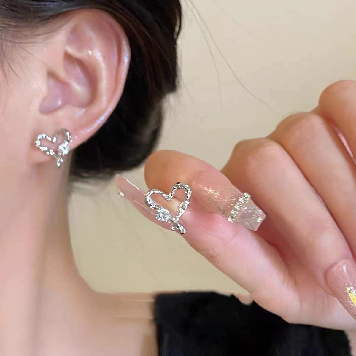 Women's Summer Super Match Mori Style Colorful Crystals Butterfly Long For Stud Earrings