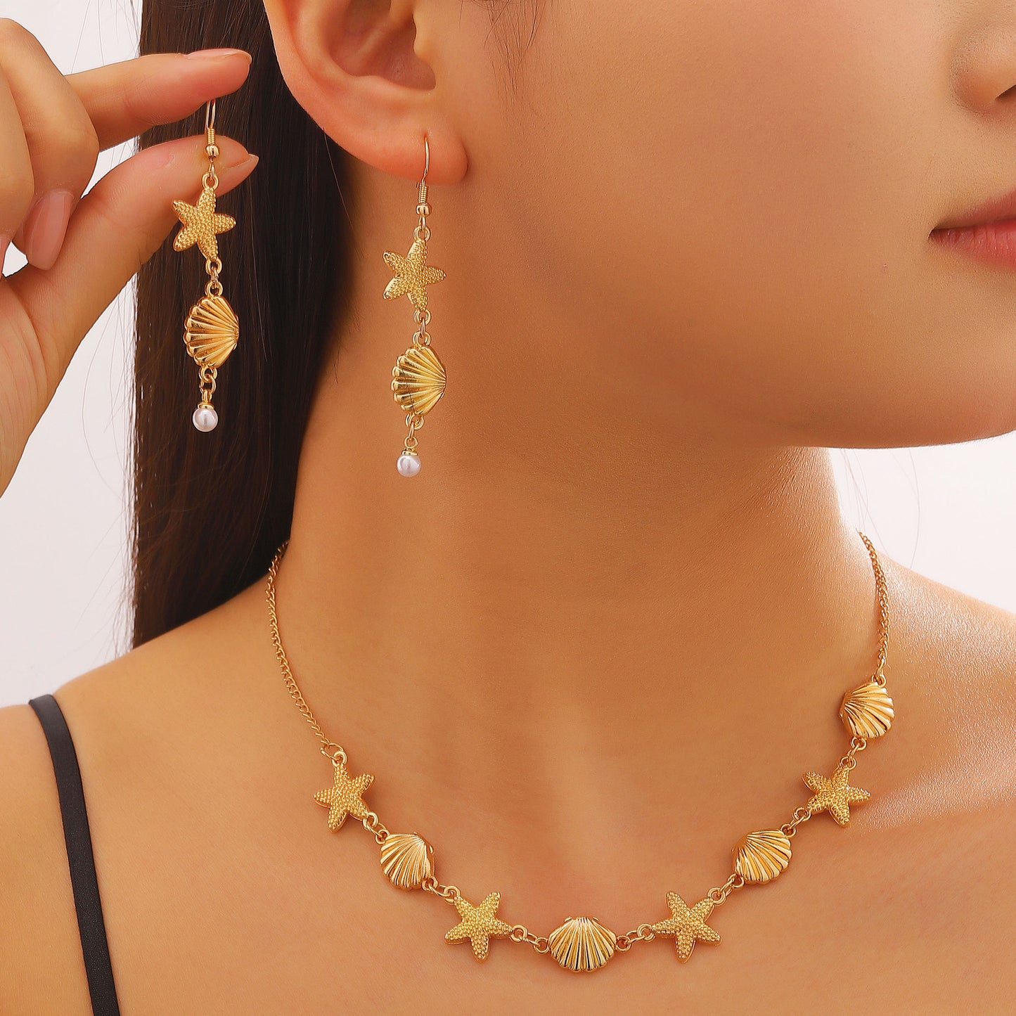 Women's Ocean Style Shell Starfish Waist Chain For Jewelry Set