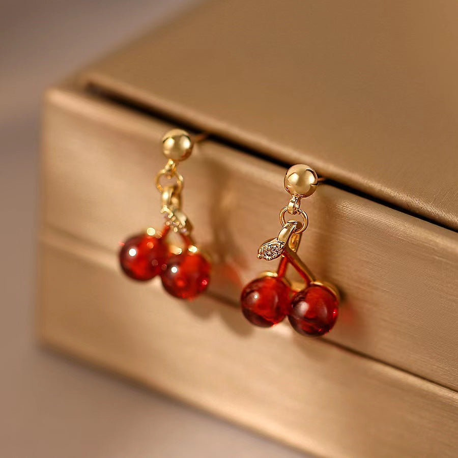 Women's Red Cherry Garnet For Niche Design Summer Clavicle Necklace