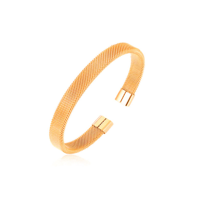 Men's Stainless Steel Simple Mesh Open Elastic Bracelets
