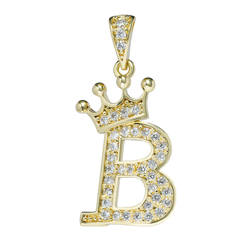 English Letters Full Diamond Pendant Simple Necklaces