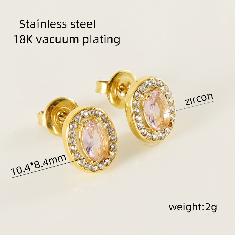 Women's Titanium Steel Zircon Stainless Square High-grade Earrings