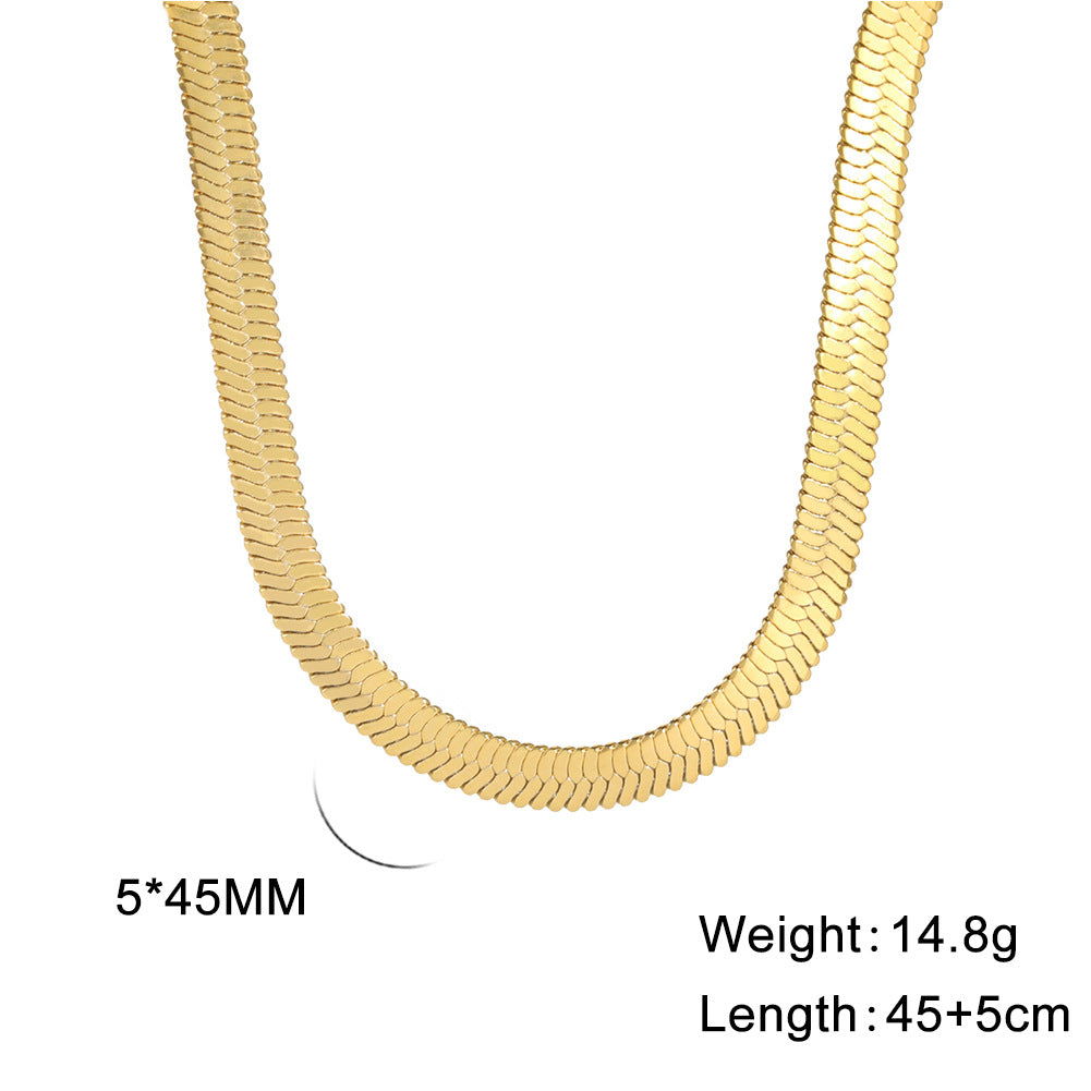 Einfache Halsketten mit flacher Schlangenkette aus Edelstahl für Damen