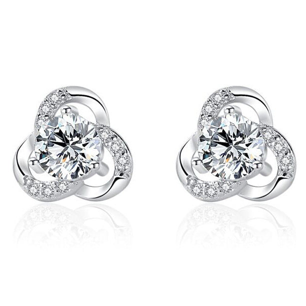 Women's Classic Style Korean Light Luxury Flower Fashion Zircon Earrings