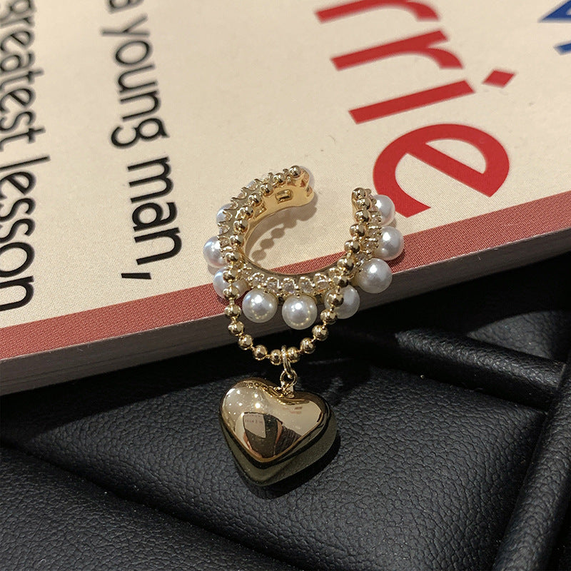 Pearl Love Tassel Art Retro French Fashion Temperament Earrings