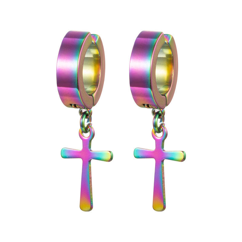 Stainless Steel Cross Golden Trend Fashion Eardrop Ear Clip