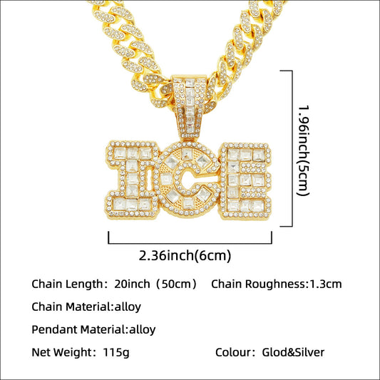 Letter Pendant Cuban Link Chain Hipster Necklaces