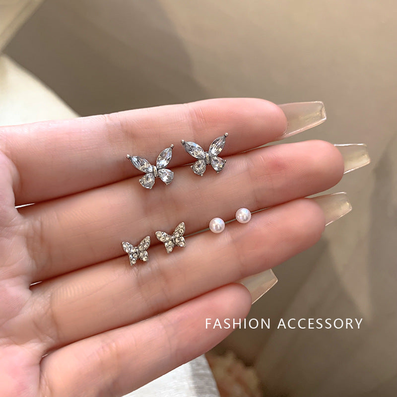 Women's Petite Combination Mori Style High-grade Sweet Temperament Sier Ear Earrings