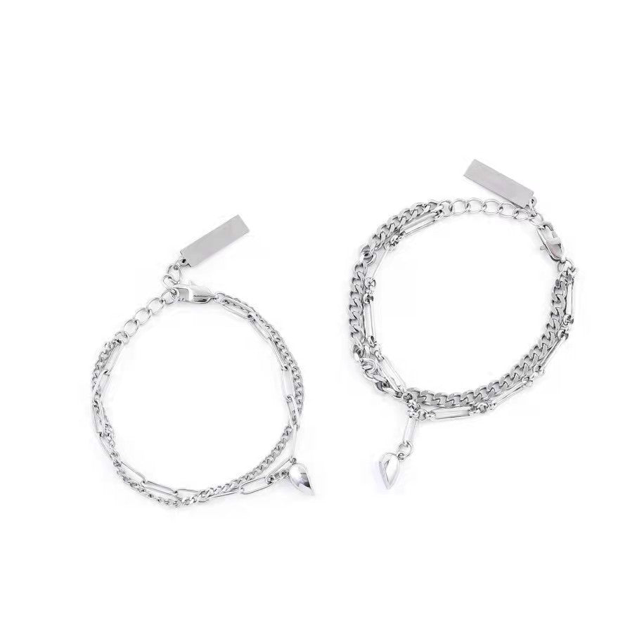 Couple Hip Hop Magnetic Suction Love Bracelets