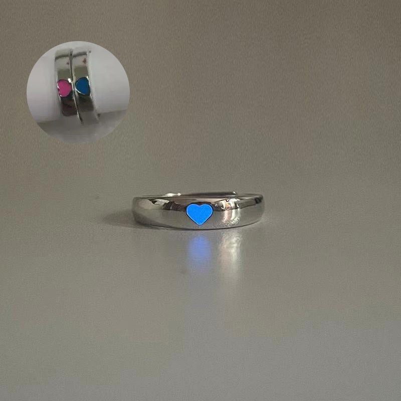 Niche Love Luminous Adjustable Mouth One Pair Of Lovers For Rings