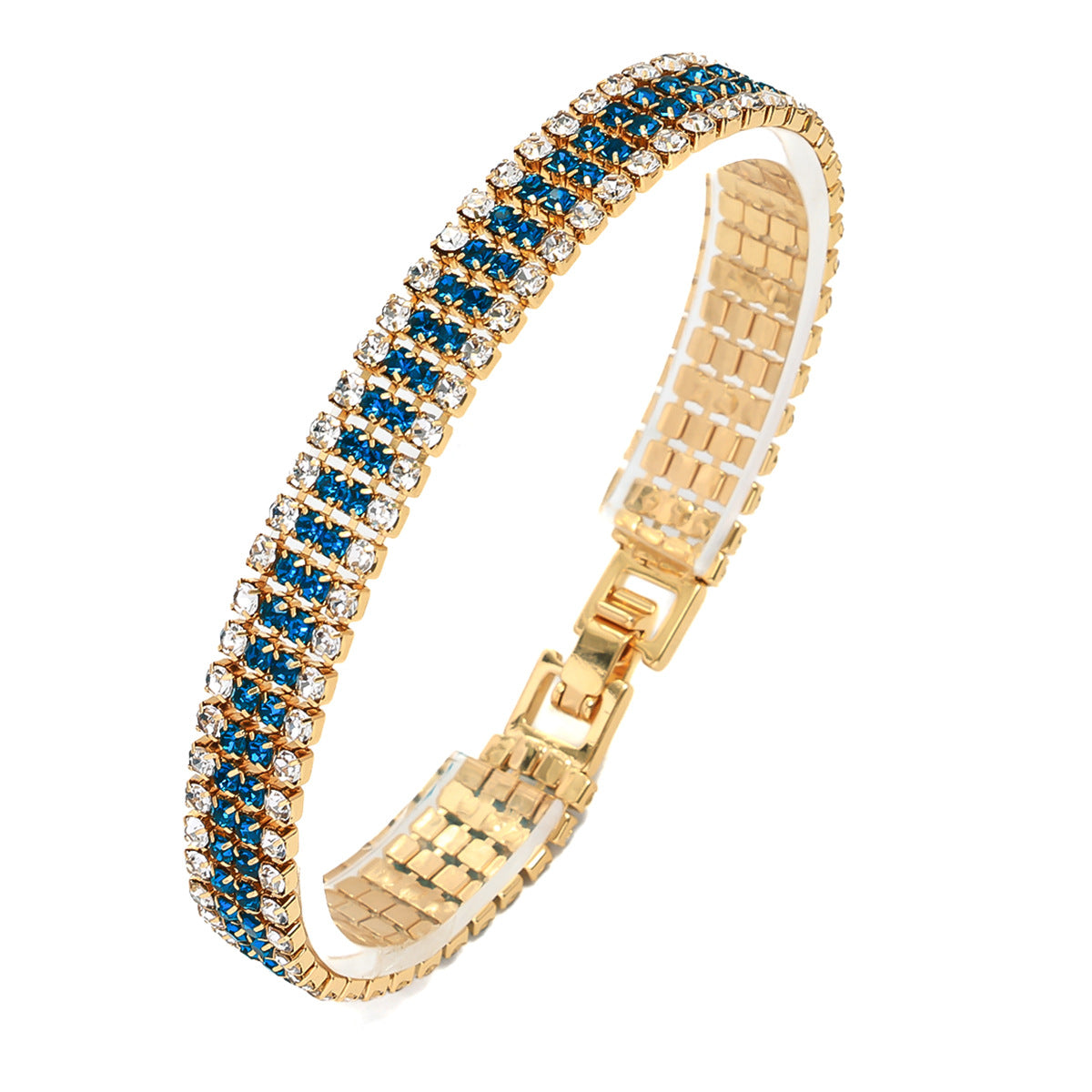 Women's Roman Crystal Gold Simple Full Diamond Claw Bracelet