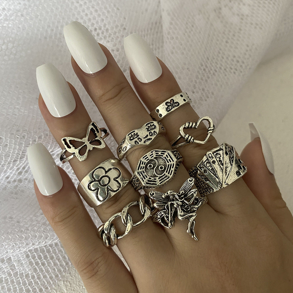 Clearance Vintage Creative Heart Hollow Butterfly Rings