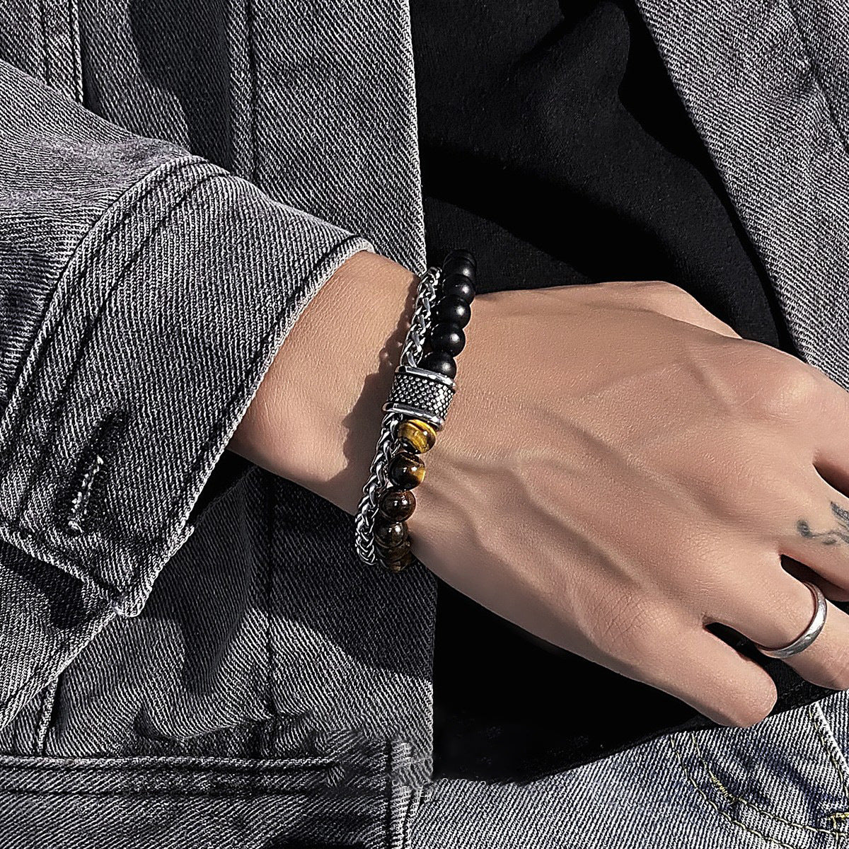 Bracelets de perles porte-bonheur à la mode pour hommes, de haute qualité, personnalité tendance