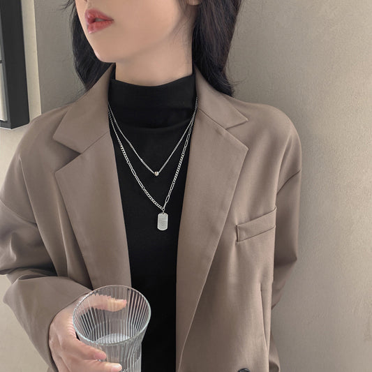 Women's Twin Niche Design Sweater Chain Fashionable Necklaces