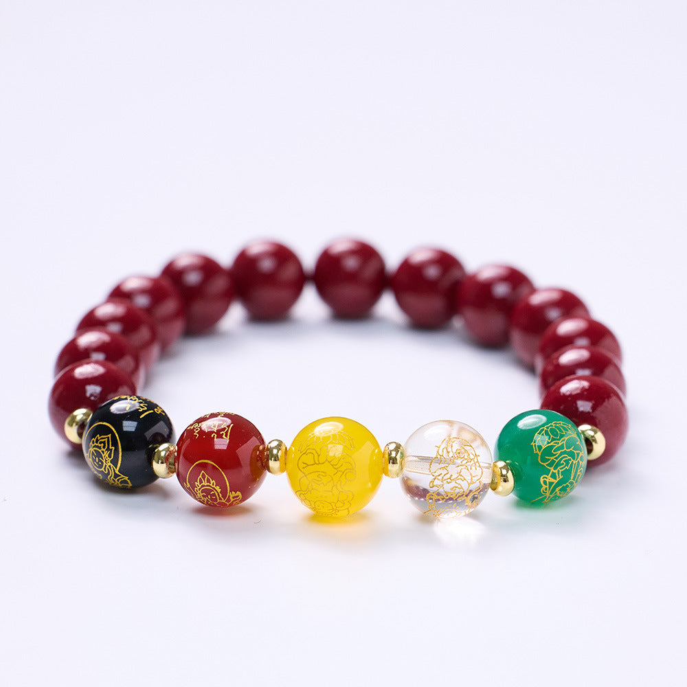 Cinnabar Five Gods Of Wealth Purple Bracelets