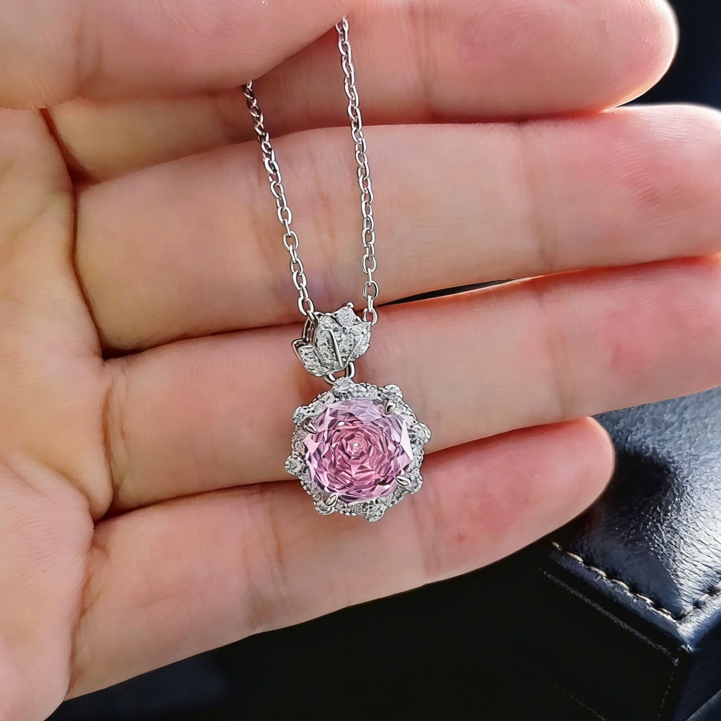 Women's Millennium Rose Cut Pink Diamond Zircon High Carbon Rhinestone Ear Jewelry Set