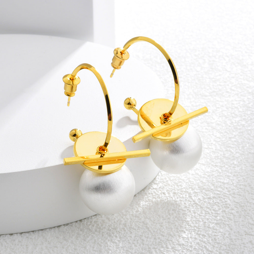 Women's Niche Design Contrast Color Brushed Ball Eardrops High-key Dignified Stud Earrings
