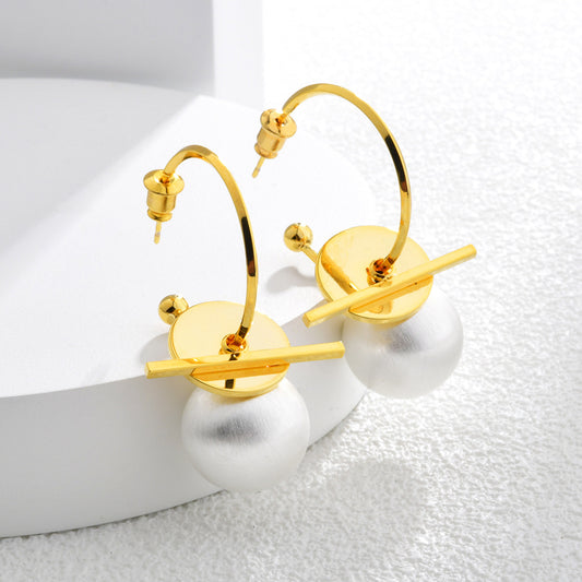 Women's Niche Design Contrast Color Brushed Ball Eardrops High-key Dignified Stud Earrings