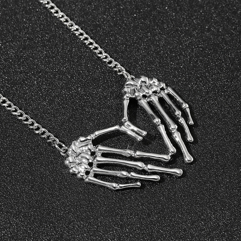 Colliers de Niche de chaîne de clavicule de Hip Hop de pendentif de main de crâne de Punk des hommes