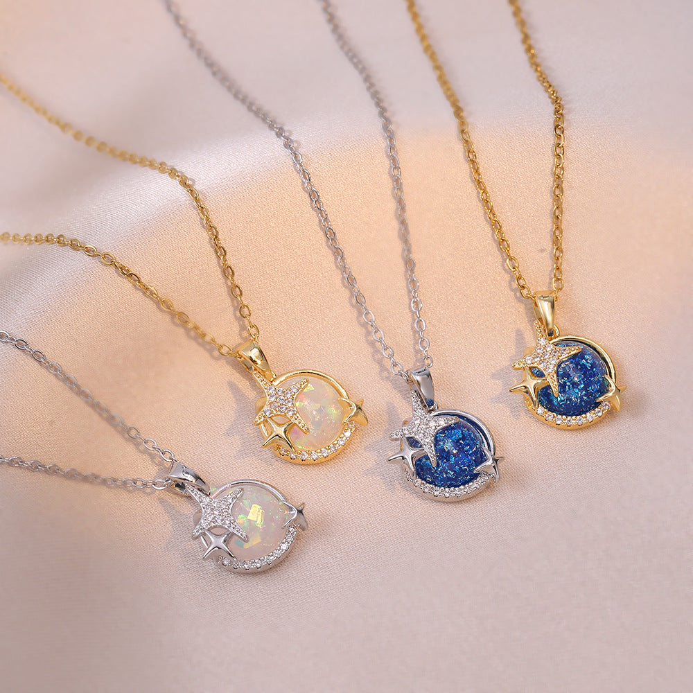 Planet Zircon Geometric Special Interest Light Luxury Design Pendant Necklaces