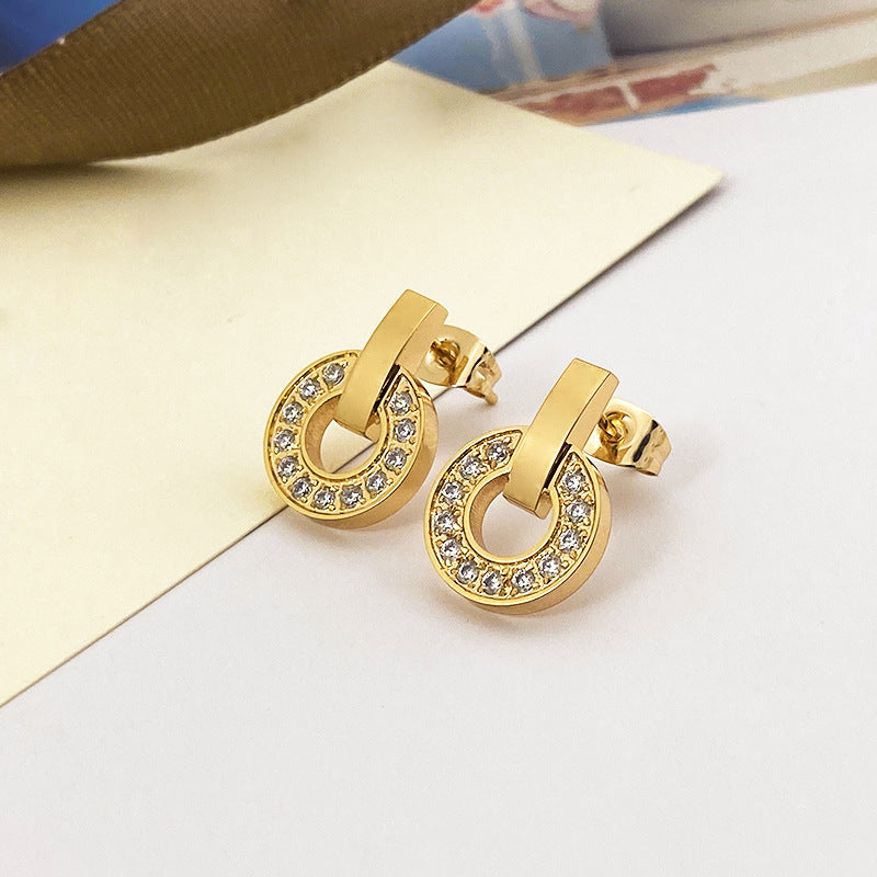 Cake Shell Fritillary Full Diamond Affordable Earrings