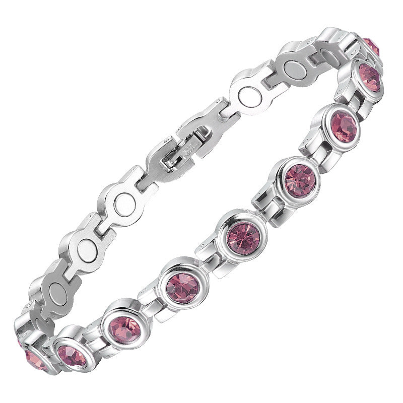 Women's Fashion Simple Rhinestone Zircon Stainless Steel Bracelets