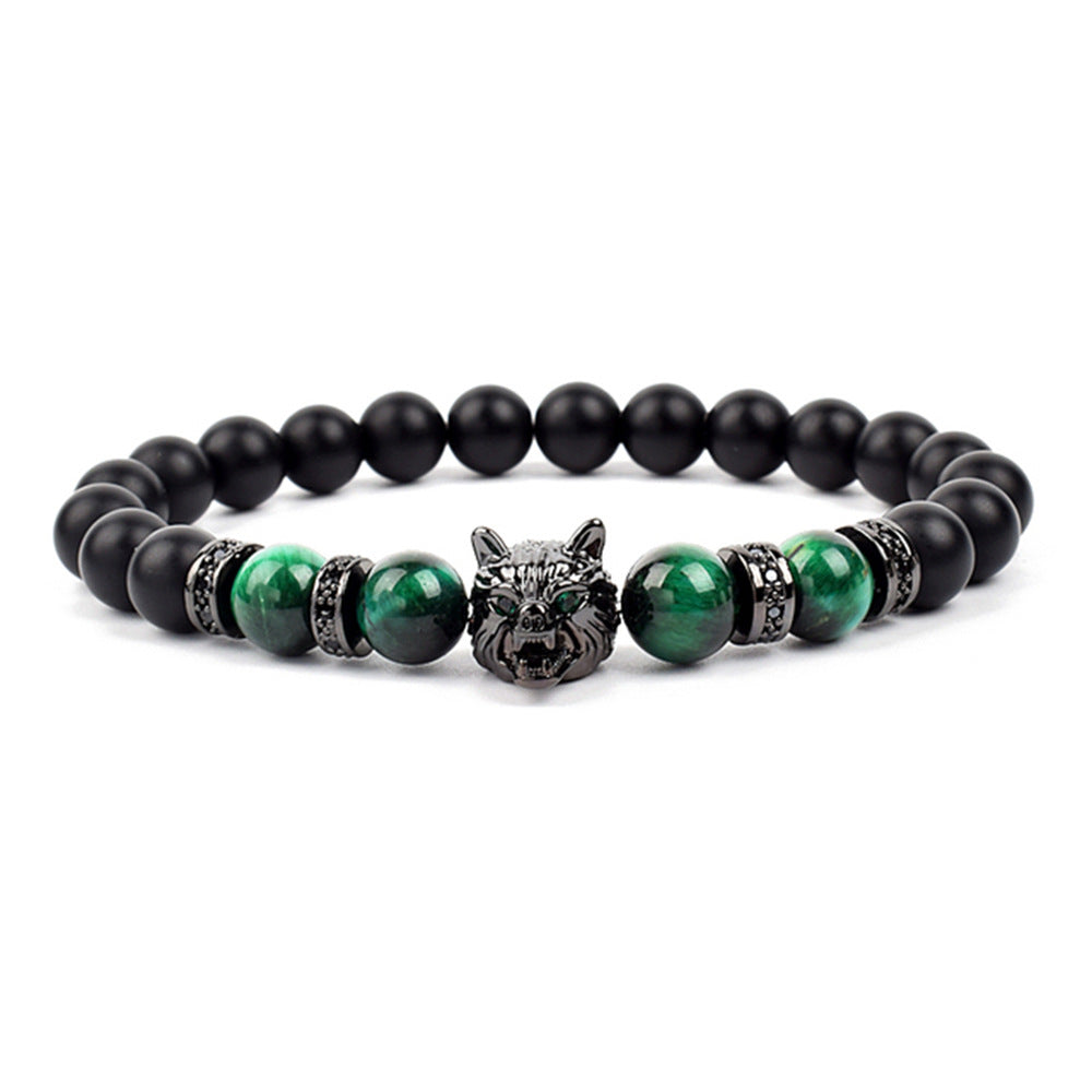 Bracelets en Zircon incrustés de Micro tête de loup dominateur pour hommes